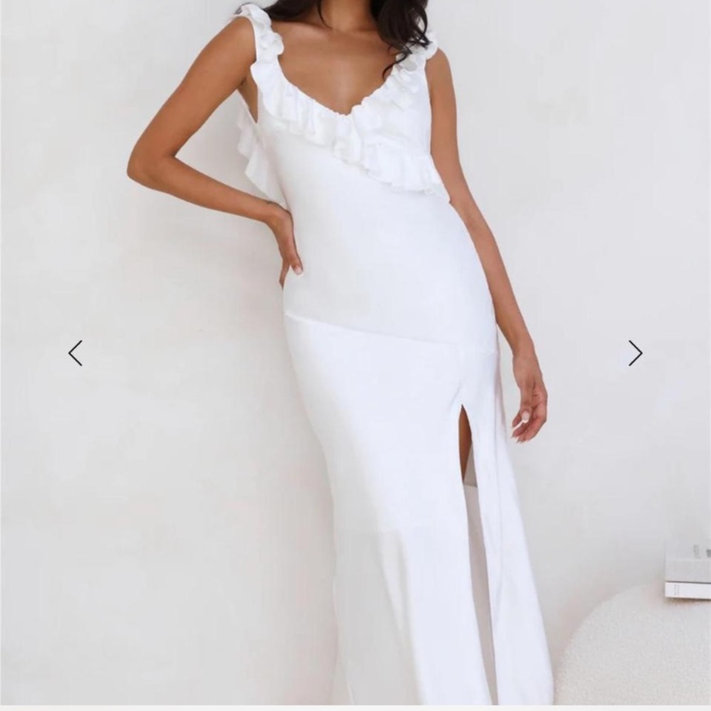 White Ruffle Hello Molly Maxi Dress
